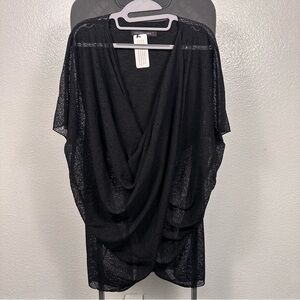 COLLEEN‎ LOPEZ | sheer knit top with roughing in front